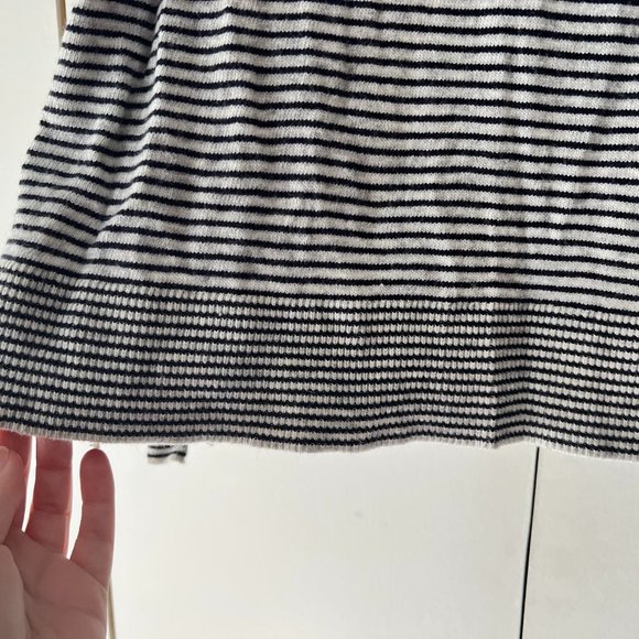 EUC - Loft Black & White Striped Sweater w/Tie Cuffs - Wool - M - Picture 4 of 5